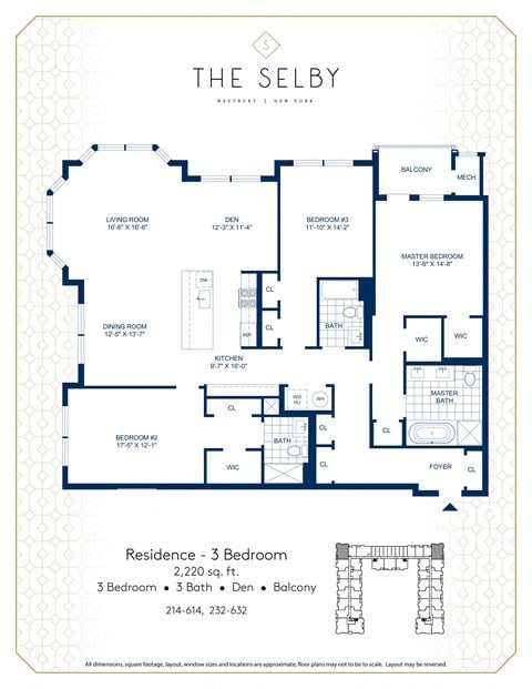 Floor plan for 3 beds, 3 baths, 2220 sqft